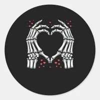 Skeleton Hand Heart Valentines Day Funny Couple Classic Round Sticker