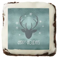 Deer Antlers Silhouette & Snowflakes Teal ID861 Brownie