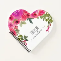 Elegant girly floral pink watercolor roses name notebook