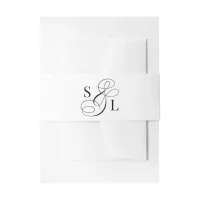 Elegant Calligraphy Ampersand Monogram Wedding Invitation Belly Band