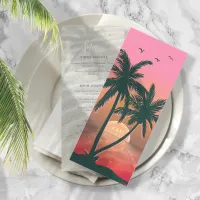 Tropical Isle Sunrise Wedding Menu Pink ID581