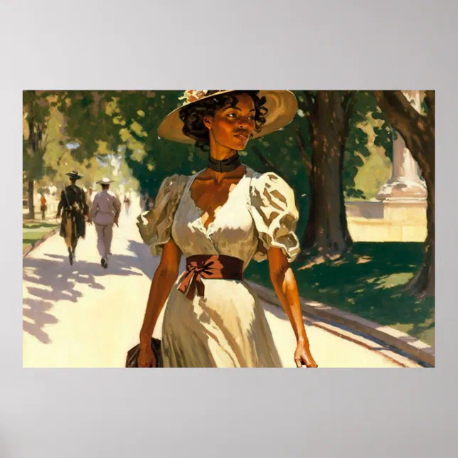 Woman Walking in the Park on a Sunny Day Poster