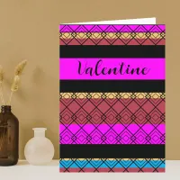 Elegant Retro Patterned Multicolor Valentine's Day Holiday Card