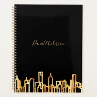 Black gold city skyline business real estate planner