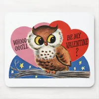 Vintage Owl Valentine Mouse Pad