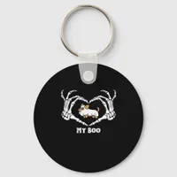 My Boo Chihuahua Costume With Skeleton Heart Hands Keychain