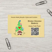 QR Code Gnome Hometown Bakery Light Yellow Business Card