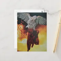 Dancing Hawk in a red dress fantasy collage Postcard