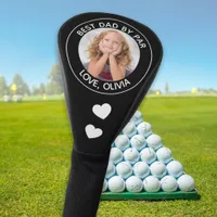 Custom Photo Best Dad By Par Black White Golf Head Cover