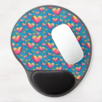 Multicolored Watercolor Hearts Gel Mousepad