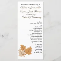 autumn Wedding program