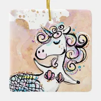 Unicorn Mermaid Ceramic Ornament