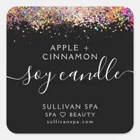 Ombre Pink Glitter Soy Candle Label