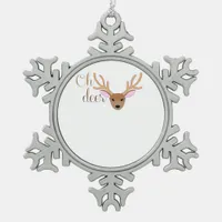 Oh Deer Artistic Style  Snowflake Pewter Christmas Ornament