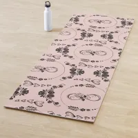 Simple Black Hearts, Floral, Infinity on Pink | Yoga Mat