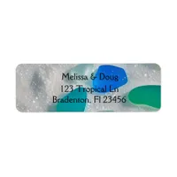 White Sand and Blue and Teal Sea Glass Beachy Label