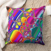 Rainbow Blast Abstract Art   Throw Pillow