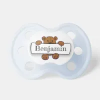 Personalized Baby Boy Name Blue Bear Pacifier