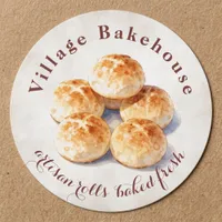 Rustic Watercolor Artisan Bread Rolls Bakery Logo Classic Round Sticker