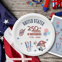 USA 250th Anniversary Patriotic Gnome Paper Plates