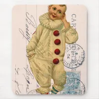 Vintage Clown Postcard Digital Art Mouse Pad