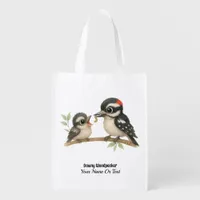 Delightful Downy Woodpecker Grocery Bag