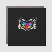 Autism Awareness Skeleton Heart Puzzle Piece Car Magnet