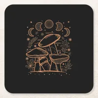 Goblincore Aesthetic Mushroom Fungi Academia Square Paper Coaster