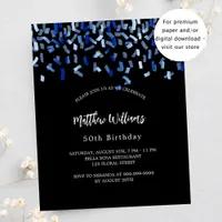 Birthday black navy blue budget invitation