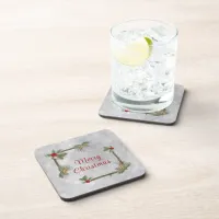 Winter Pines and Holly Hard plastic coaster