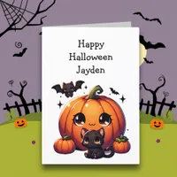 Children's Halloween Pumpkin Coloring Page Card