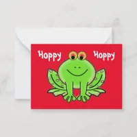 Valentine's Day Frog with Pink Hearts Kids Cards