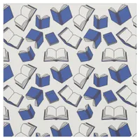 Blue and White Books Pattern  Fabric