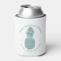 Trendy Teal Glitter Pineapple Bachelorette Party Can Cooler