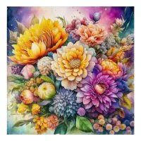 Pretty Colorful Watercolor Ai Art Flowers 