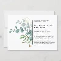 Eucalyptus Greenery Funeral Celebration of Life Invitation