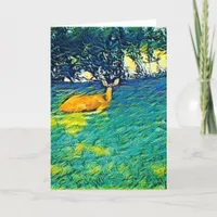 Beautiful Deer Napping on the Lawn, Blank Card