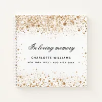 Guest book memorial white gold glitter dust name