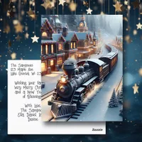 Vintage Train Personalized Christmas Postcard