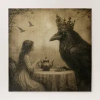 Fantasy Child and a Royal Raven Tea Party  Jigsaw Puzzle