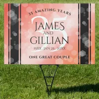 Elegant 35th Coral Wedding Anniversary Celebration Sign