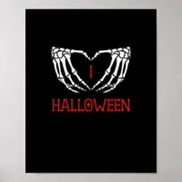 Halloween Skeleton Hands Forming Heart Gothic Poster