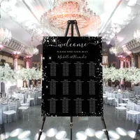 Black silver glitter dust wedding seating chart foam board