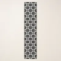 Contemporary Trendy Black & White Squares Pattern Scarf