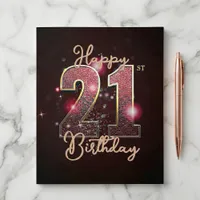 Glam Pink Snakeskin Gold Sparkle 21st Birthday Postcard