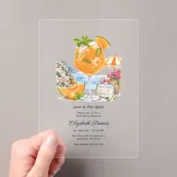 Love at First Spritz Melon Spritz Bachelorette Acrylic Invitations