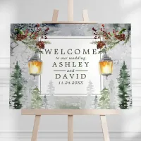 Winter Rustic Pine Trees Lantern Wedding Welcome Foam Board