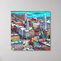 Burlington, Vermont Comic Book Style Art Canvas Print