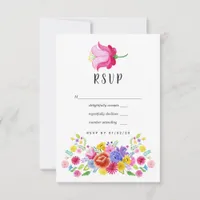 Watercolor Floral Mexican Fiesta Wedding RSVP Card