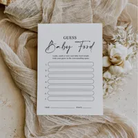 Minimalist Guess Baby Food Game - Baby Shower Card